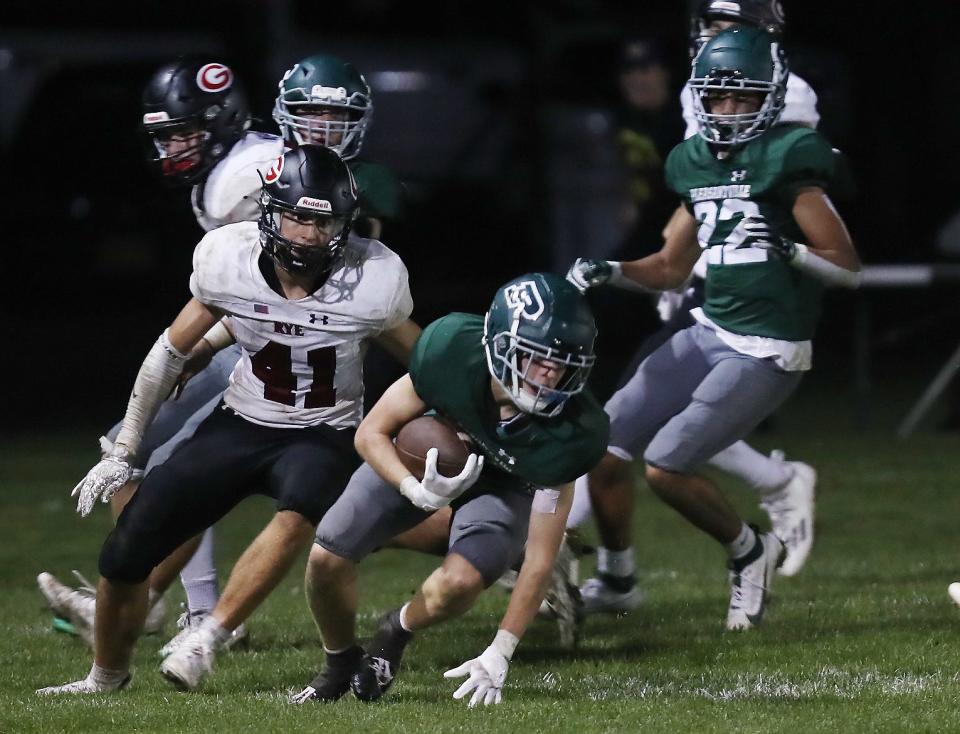 Pleasantville defeated Rye 21-12 in football action at Parkway Field in Pleasantville Sept. 22, 2023.