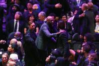 American basketball player Lamar Odom attends a public memorial for NBA great Kobe Bryant, his daughter Gianna and seven others killed in a helicopter crash on January 26, at the Staples Center in Los Angeles
