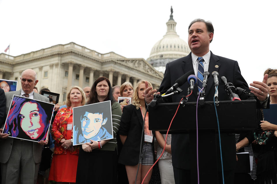 U.S. Rep. Frank Guinta (R-N.H.) speaks during a news conference on the opioid epidemic on May 19, 2016, on Capitol Hill. Legislators held a news conference to discuss their support for the Comprehensive Addiction and Recovery Act.