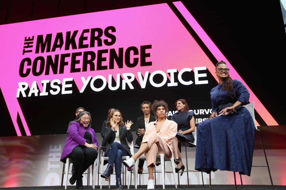 Ava DuVernay invited Maha Dakhil, Melina Matsoukas, Rashida Jones, Natalie Portman, Nina Shaw, Jill Soloway, and Tina Tchen on the MAKERS Conference stage to talk about Time’s Up and what’s next for the movement. (Photo: Getty Images)