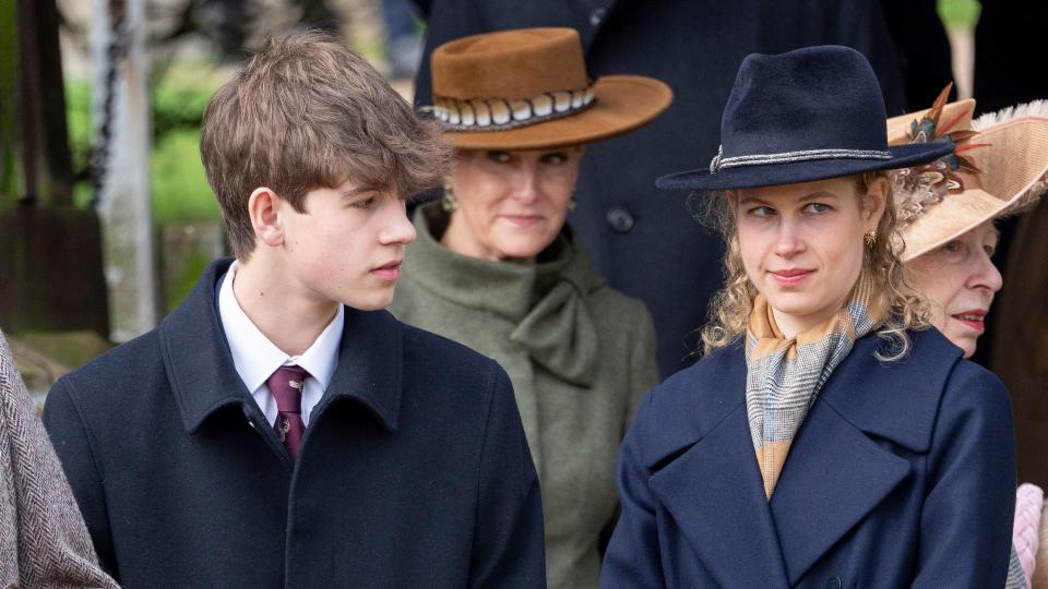  James, Earl of Wessex and Lady Louise Windsor attend the Christmas Day service at St Mary Magdalene Church on December 25, 2023 in Sandringham, Norfolk.