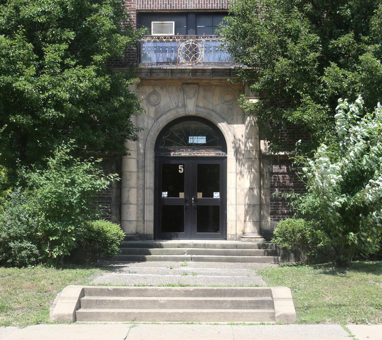 An entrance to the former Portage Street Elementary School is shown at Ream Street NW and Portage Street NW in North Canton. Residents are trying to get this older portion of the building designated as historical in hopes of saving it from demolition.