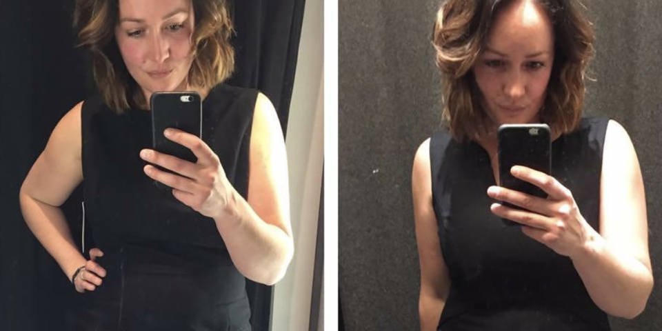 Woman shares a side-by-side image to show the sizing variation between different stores <em>(Photo via Instagram)</em>