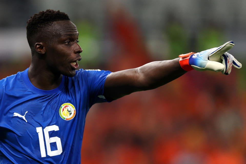 DOHA, QATAR - NOVEMBER 21: Goalkeeper, Edouard Mendy of Senegal in action during the FIFA World Cup Qatar 2022 Group A match between Senegal and Netherlands at Al Thumama Stadium on November 21, 2022 in Doha, Qatar. (Photo by Dean Mouhtaropoulos/Getty Images)