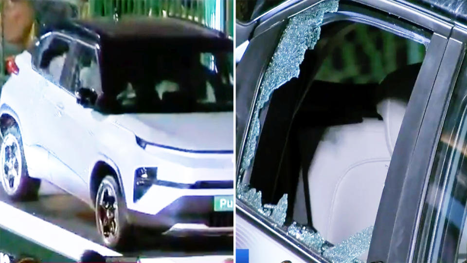 The sponsor's car window, pictured here after Ellyse Perry smashed it.