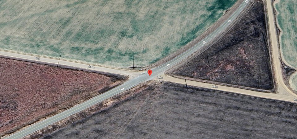 Veronica Butler and Jilian Kelley disappeared from this rural intersection on Highway 95 and Road L in Texas County, Oklahoma (GoogleMaps)