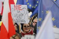 People demonstrate during an anti-government rally in Katowice, Poland January 23, 2016. REUTERS/Lukasz Krajewski/Agencja Gazeta