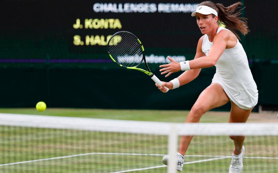 Konta chases down a short ball