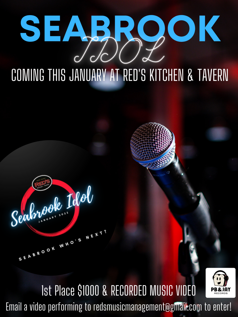 Red’s Kitchen Tavern in Seabrook will ring in 2022 with a month-long search for its inaugural winner of “Seabrook Idol,” a singing competition spread across four weeknight dates in January. Demo submissions are being accepted from would-be contestants until December 17.