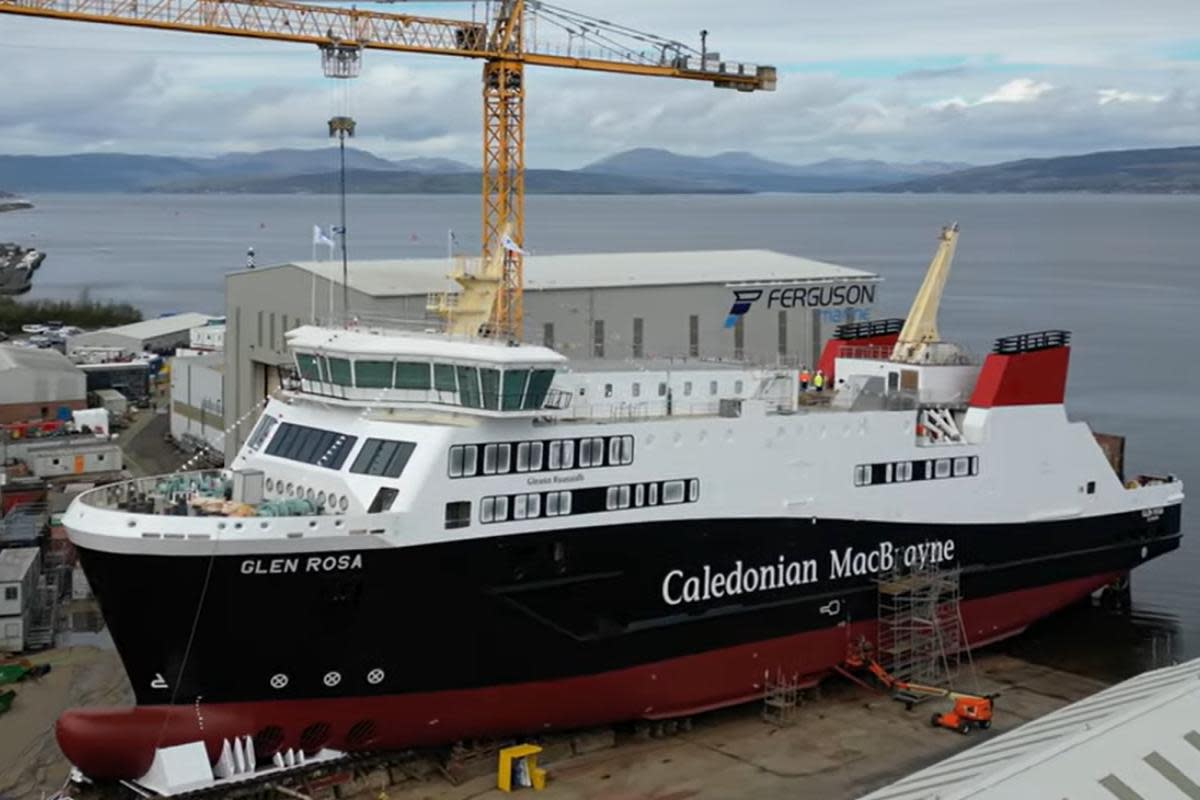 MV Glen Rosa launched on April 9 <i>(Image: Greenock Drone Guy)</i>