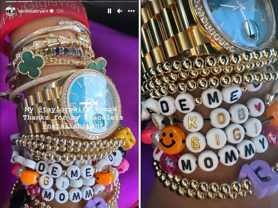 Vanessa Bryant's friendship bracelets for Taylor Swift's Eras Tour.