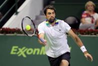 Tennis - Qatar Open - Men's Singles - Jeremy Chardy of France v Andy Murray of Britain - Doha, Qatar - 3/1/2017 - Jeremy Chardy in action. REUTERS/Naseem Zeitoon