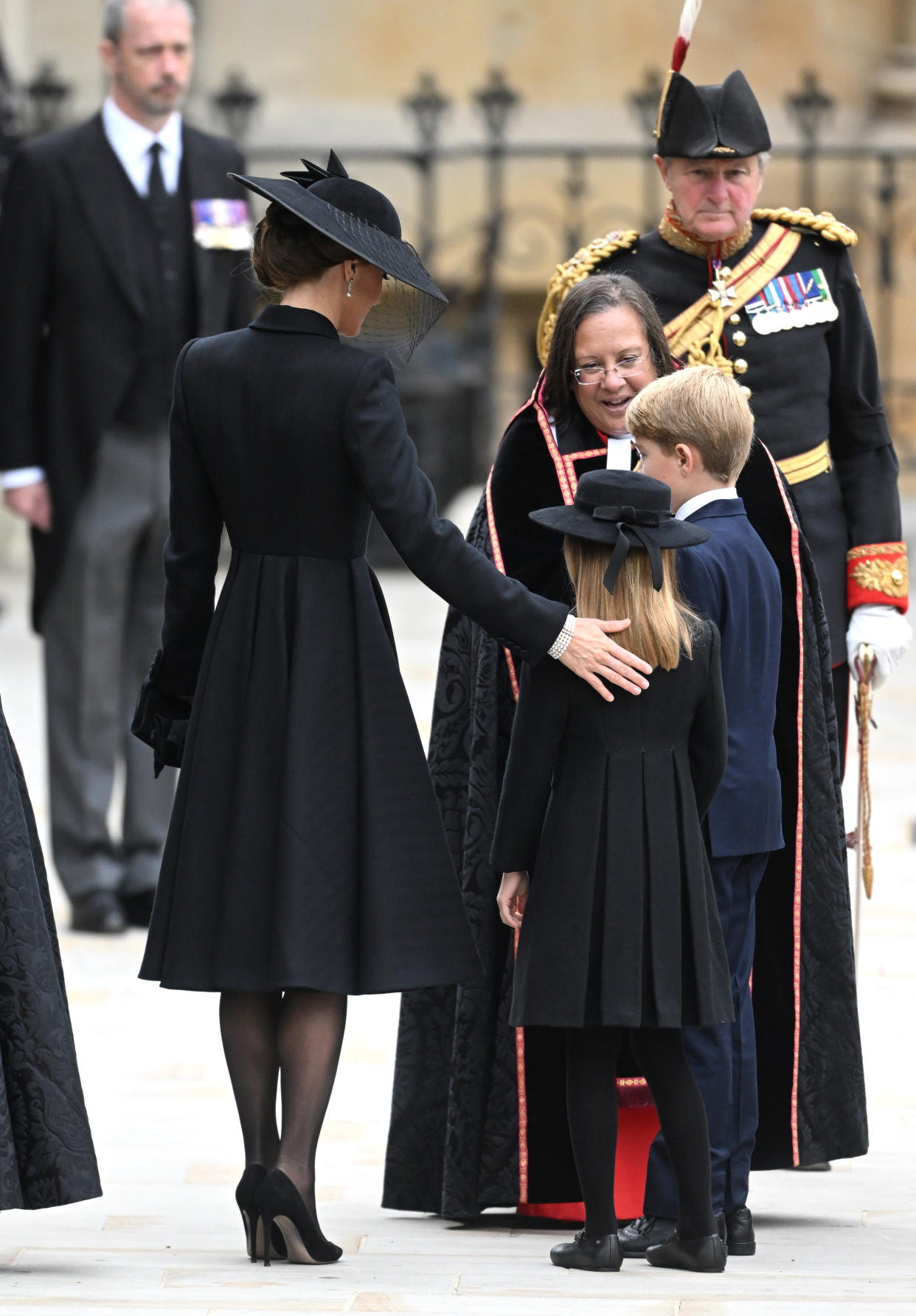 Prince George and Princess Charlotte arrived at Westminster Abbey with their mother, the Princess of Wales. (Getty Images)