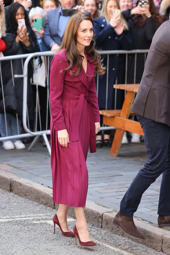 The Princess of Wales wearing a Karen Millen dress for her visit to Birmingham