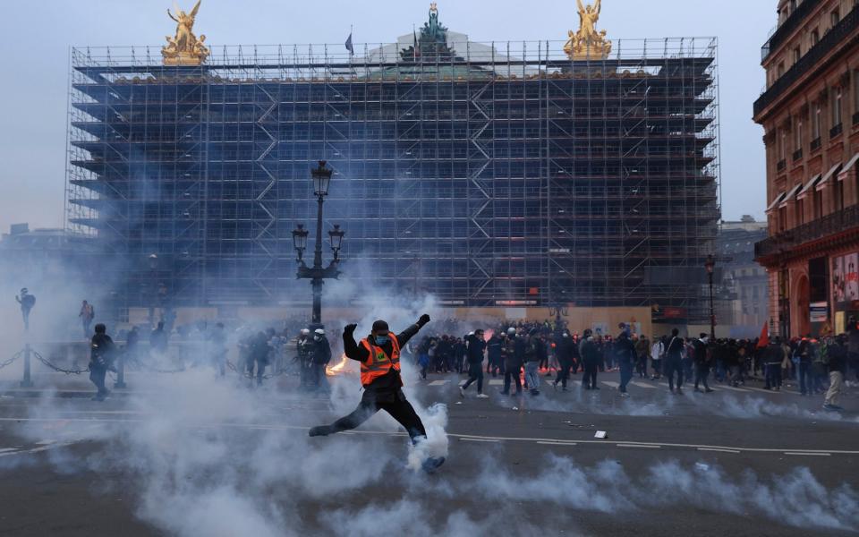 paris strikes protest in France retirement age protest riot - AP