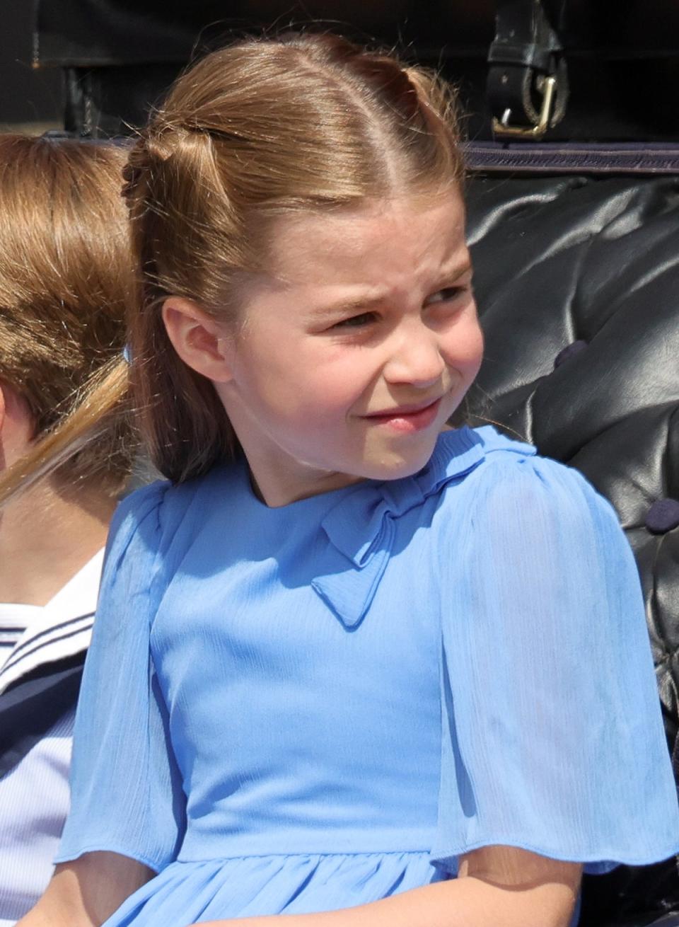 Princess Charlotte in a blue chiffon dress (Getty Images)