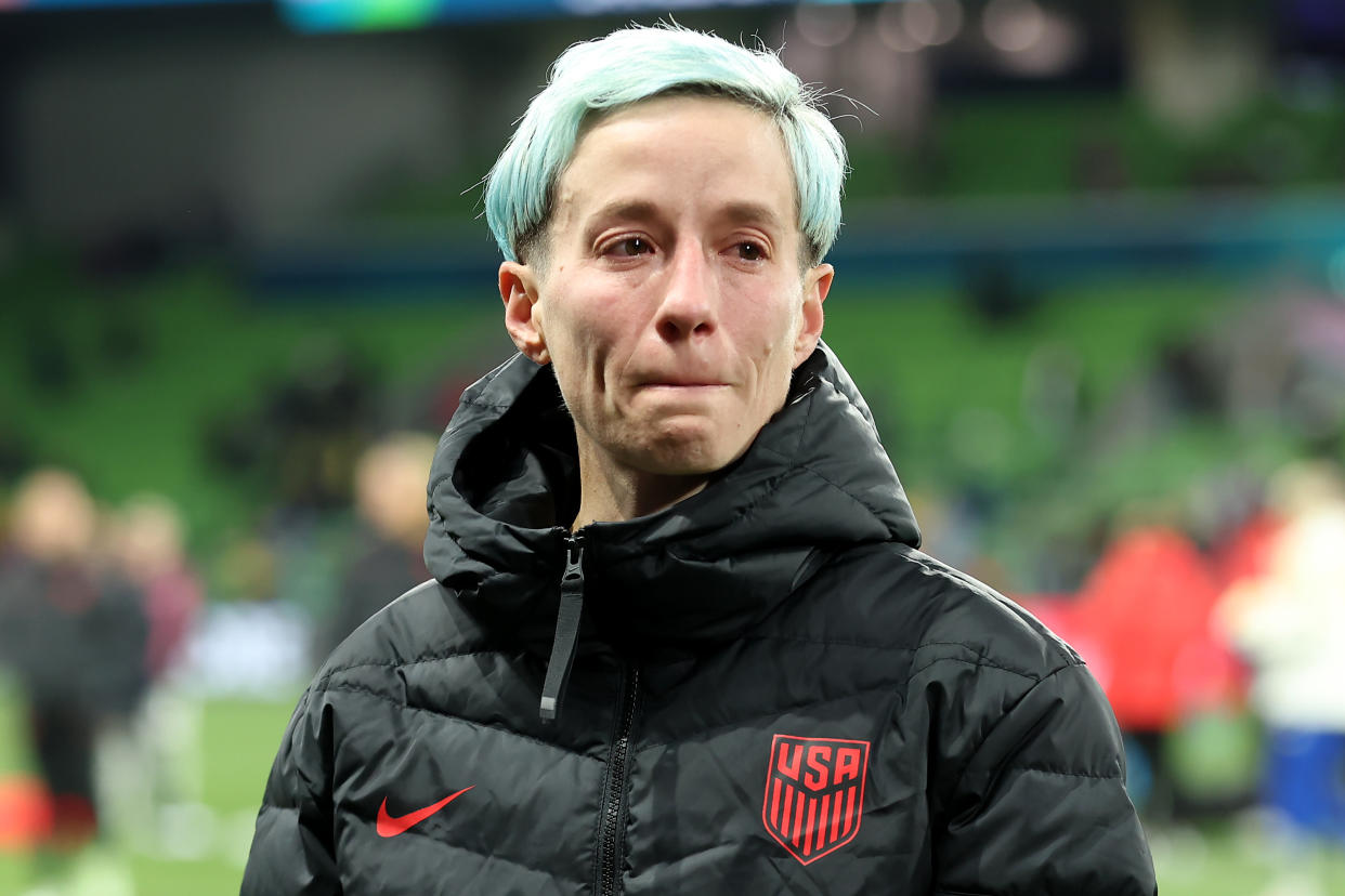 Megan Rapinoe missed the final penalty shot of her iconic World Cup career. (Photo by Alex Grimm - FIFA/FIFA via Getty Images)
