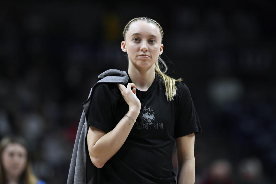 UConn's Paige Bueckers will return to school next season despite being WNBA Draft eligible now. (AP Photo/Jessica Hill)