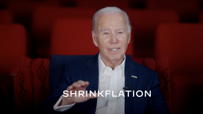 President Joe Biden in his address about "shrinkflation"