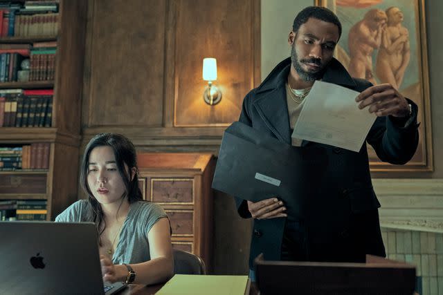 <p>David Lee/Prime Video</p> Maya Erskine and Donald Glover in 'Mr. & Mrs. Smith'