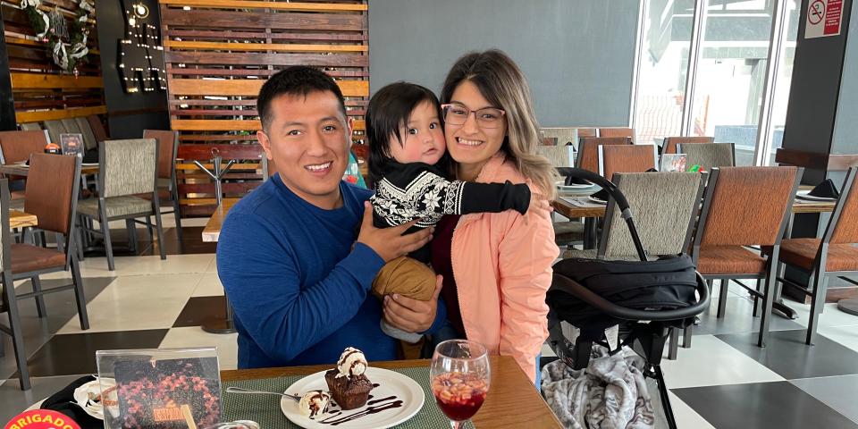 Jaime Avalos, Yarianna Martinez, and their son Noah pose for a photo.