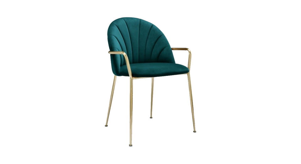 This art-deco design has a comfortable curved back and a retro fan stitched design.