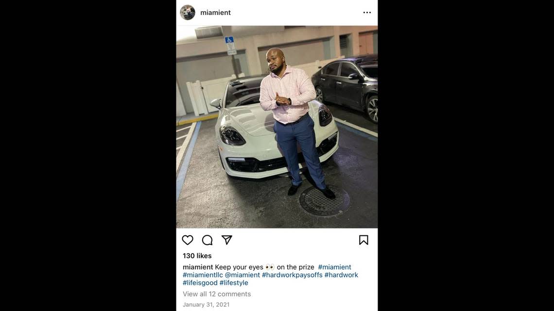South Florida federal authorities say Andre Lorquet, pictured here on his Instagram page, fraudulently received $4.4 million in COVID-19 relief funds. He was sentenced to six years in prison in March.