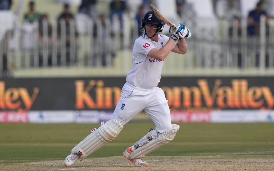 England's Harry Brook bats during the first day of the first test cricket match between Pakistan and England, in Rawalpindi, Pakistan - AP