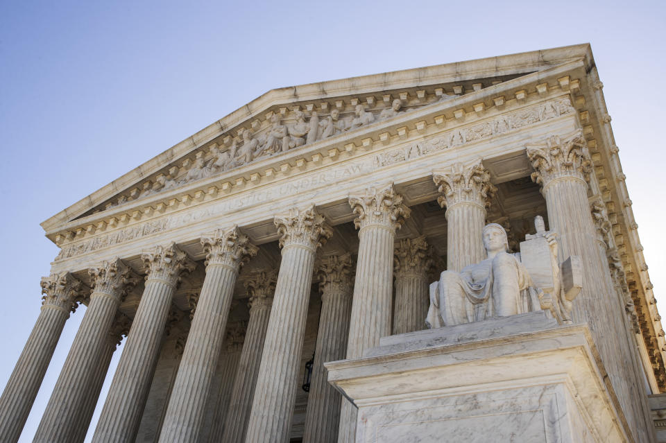 FILE - The U.S. Supreme Court, June 8, 2020, in Washington. The Supreme Court is allowing work to proceed on a new Alabama congressional map with greater representation for Black voters, rejecting the state’s plea to retain Republican-drawn lines struck down by a lower court. (AP Photo/Manuel Balce Ceneta, File)