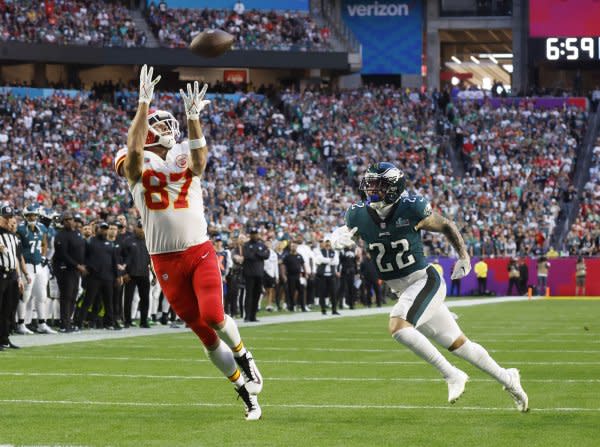 Tight end Travis Kelce (L) and the Kansas City Chiefs will host the Los Angeles Chargers on Sunday in Kansas City, Mo. File Photo by John Angelillo/UPI