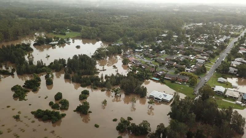 A general view shows flooding in Tinonee