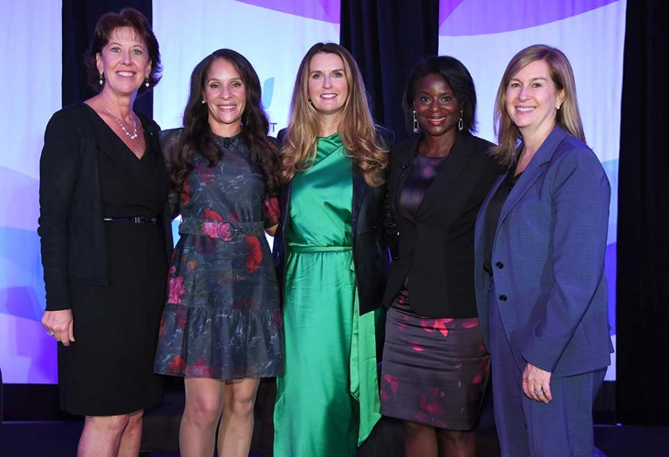 At the WICT Network Leadership Conference & Touchstones Luncheon (l. to r.): Robyn Mingle, Loren Hudson, Jane Rice, Savalle Sims and Rachel C. Welch.