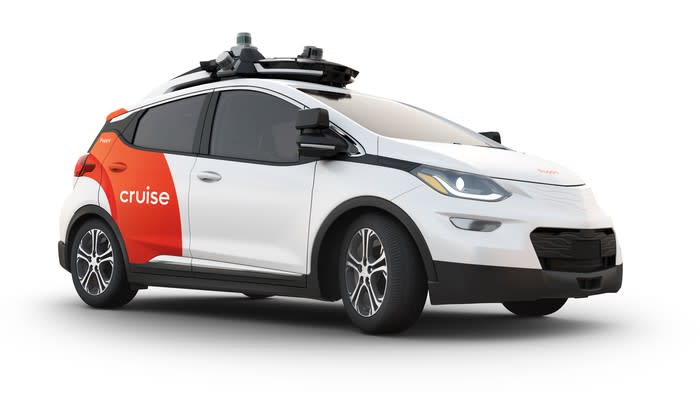 A Cruise AV, a prototype self-driving electric taxi