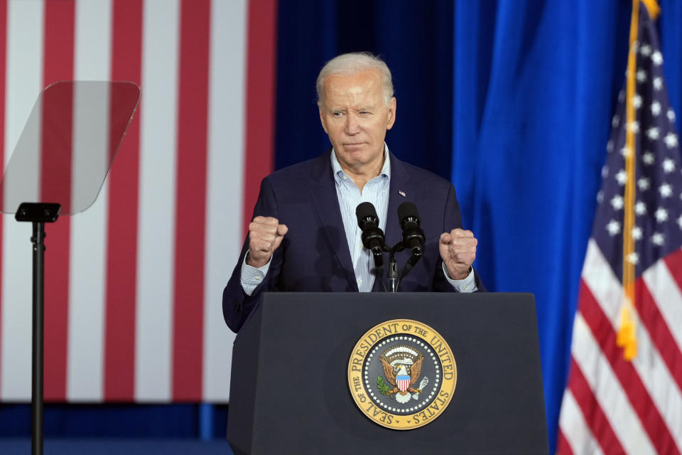 President Joe Biden speaks on the economy Tuesday, March 19, 2024, in Las Vegas. (AP Photo/Lucas Peltier)