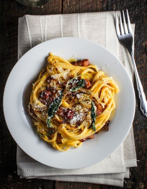 Pâtes carbonara à la courge butternut