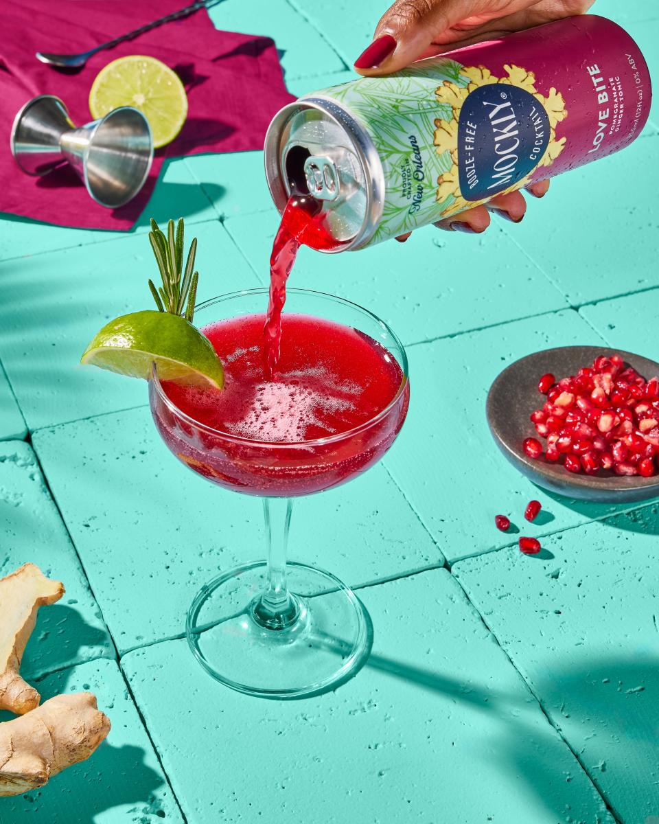 Mockly's Love Bite mocktail is made with ginger and pomegranate.