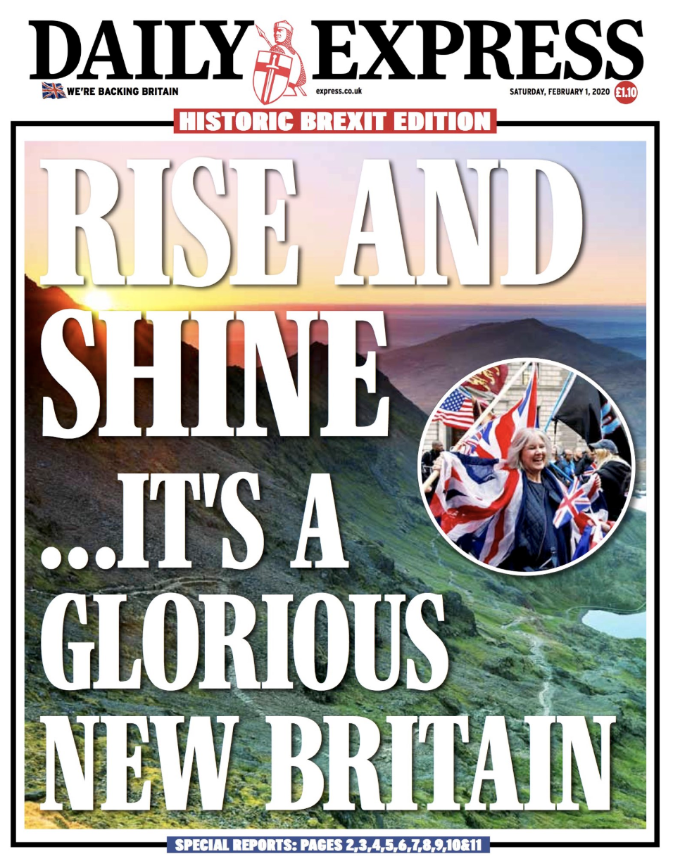 The Express declares today a "glorious new Britain" in what it calls its "historic Brexit edition".