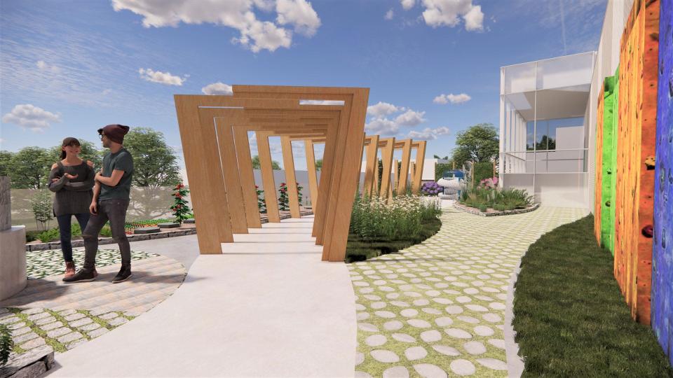 Rendering of a sensory garden for autistic students that is part of a $55 million referendum plan being prosed for Becton Regional High School in East Rutherford