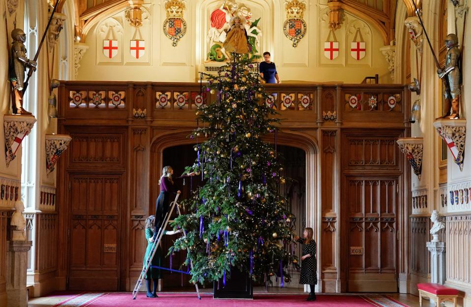 A 20-foot-high Nordmann Fir Christmas tree stands in St George's Hall.