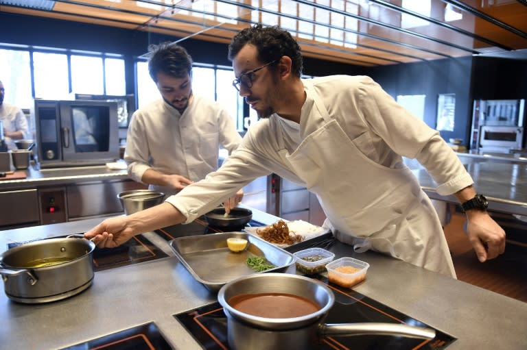 Cesar Troisgros (R) trained at the Paul Bocuse Institute followed by stints with top chefs in Paris, Spain and US before working at the Maison Troisgros, the restaurant started by his great grandparents