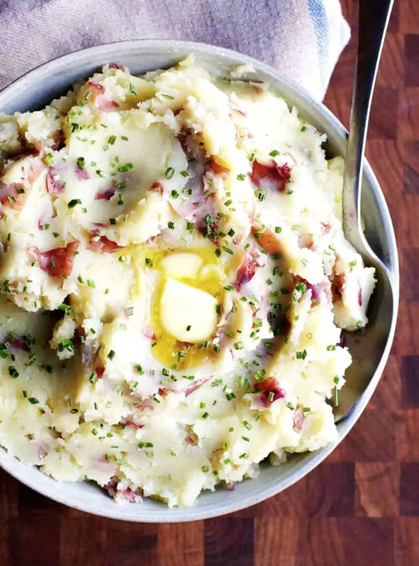 <p>Pinch and Swirl</p><p>Lightly salty and rich with olive oil, butter and garlic, you'll want to serve these mashed red potatoes with everything!</p><p><strong>Get the recipe: <a href="https://pinchandswirl.com/mashed-red-potatoes/" rel="nofollow noopener" target="_blank" data-ylk="slk:Mashed Red Potatoes;elm:context_link;itc:0;sec:content-canvas" class="link rapid-noclick-resp">Mashed Red Potatoes</a></strong></p>