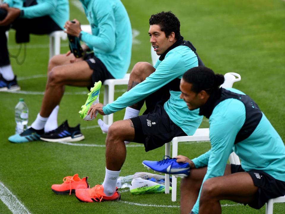 Roberto Firmino of Liverpool during a training session: Liverpool FC via Getty Images