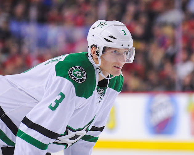 CALGARY, AB - NOVEMBER 10: John Klingberg #3 of the Dallas Stars in action against the Calgary Flames during an NHL game at Scotiabank Saddledome on November 10, 2016 in Calgary, Alberta, Canada. (Photo by Derek Leung/Getty Images)