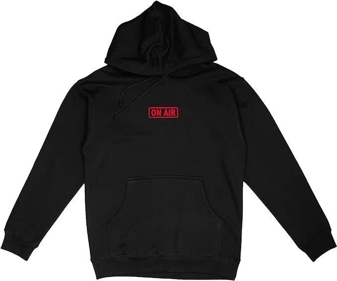 black Beyoncé hoodie that says "on air" in red text