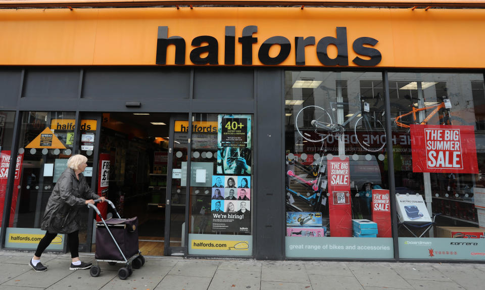 A branch of Halfords in London. Issue dated: Thursday January 30, 2020. Photo credit should read: Isabel Infantes/EMPICS Entertainment.