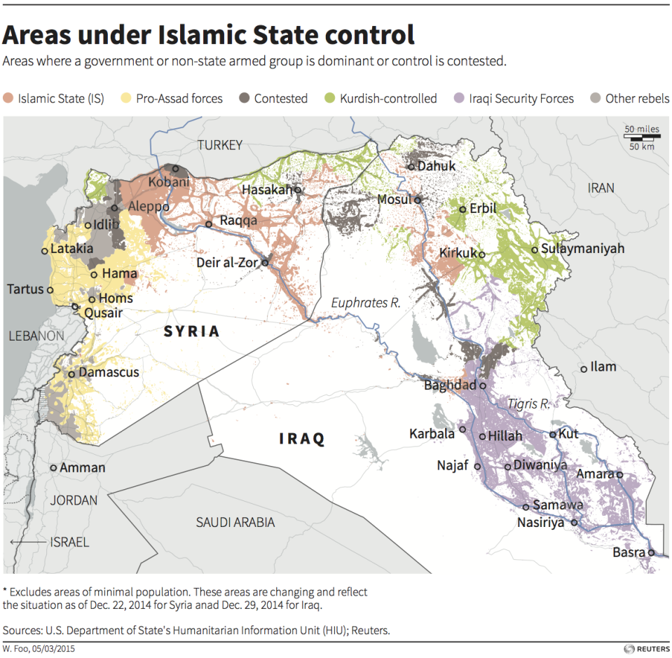 Syria Iraq map ISIS Assad Kurdish Iraq security