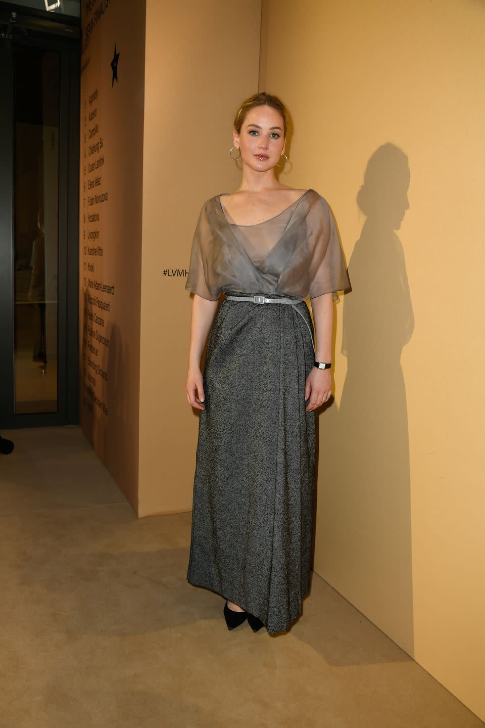 jennifer lawrence at the lvmh prize cocktail party held on february 29, 2024 in paris, france photo by dominique maitrewwd via getty images