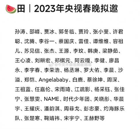 微博瘋傳2023春晚名單。（圖／翻攝自微博）