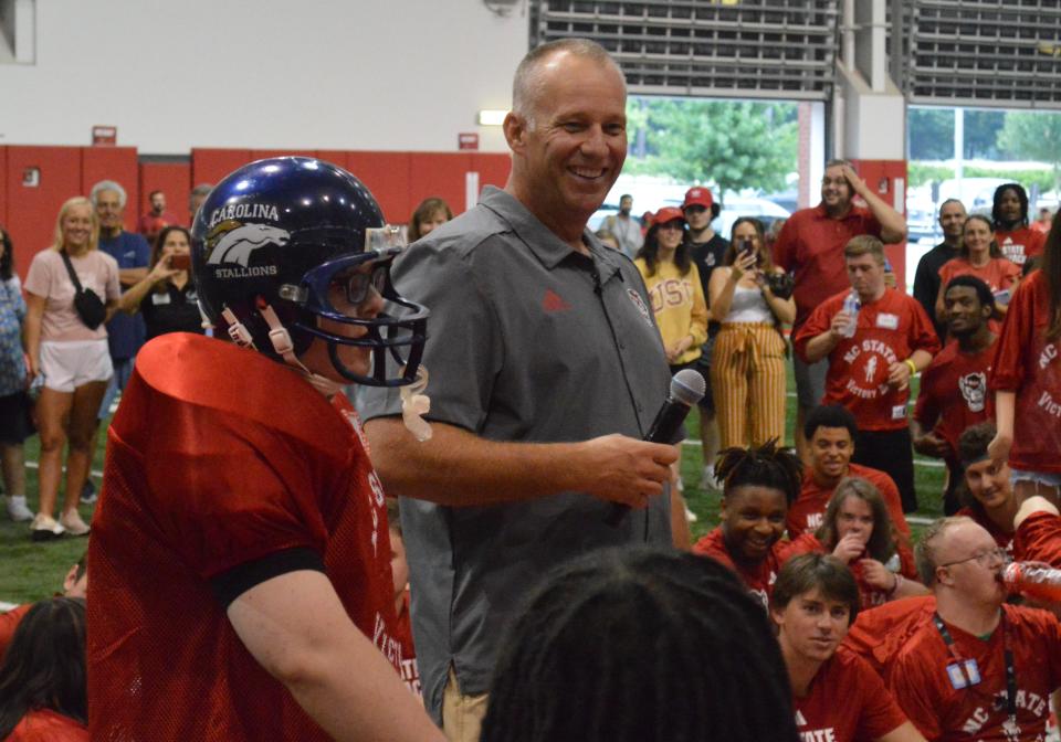 NC State football coach Dave Doeren at the Wolfpack's Victory Day.