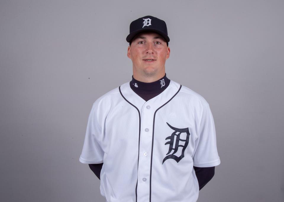 Detroit Tigers pitcher Kyle Funkhouser poses for a headshot on media day at Joker Marchant Stadium.